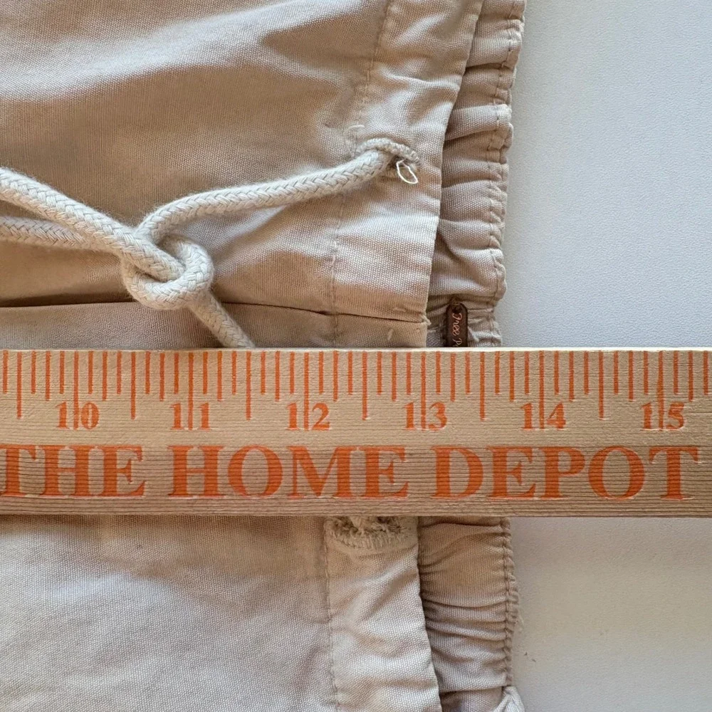 Free People Beige Linen Blend Cargo Jogger Pants Ruched Cuff Drawstring Waist XS